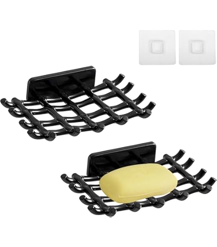 Porte-savon Auto-adhésif à Fixation Murale, Porte-éponge Drainant En