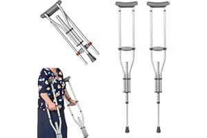 ‎TAZZOR Achselkrücken Höhenverstellbar, Unterarmgehstützen, Leicht Aluminium Universelle Krücken mit Weichen Unterarm- und Handauflagen, Senioren Gehhilfen, 150 KG Belastbar, 1 Paar