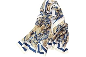 WEIGEER Bufanda de seda para mujer, bufanda azul, bufandal Lotus Scarf Neckerchief Long Head Wrap Thin Scarf Beach Women Hijab Belt Vintage Bridal Shawl Chiffon Scarf Cloth White