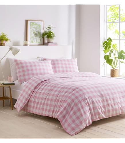 John Lewis Kids' Gingham Cotton Duvet Cover And Pillowcase Set, Pink