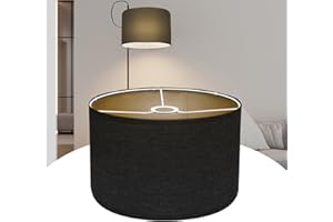 BECHOANIGEL Abat-jour En Tissu Amovible,30 x 20 cm Abat-jour Suspendu Vintage en Lin Naturel,Moderne Tambour pour Lampes De Table Lampes De Terre(Noir)