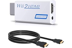 DSLIHA Conversor Wii a HDMI con cable HDMI, Wii a HDMI 1080P 720P, salida de vídeo y audio de 3,5 mm, compatible con todos los modos de pantalla Wii (White Blue 2)
