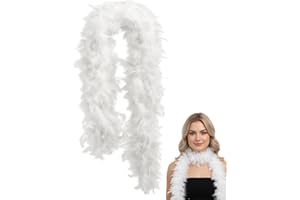 KxrTpx White Feather Boa, 2m Long Feather Boa with Soft White Feathers, Elegant Accessory for Special Occasions, Lightweight and Comfortable
