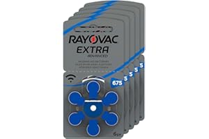RAYOVAC Lot de 6 Piles pour appareils auditifs 675 Extra Advanced 1,45 V 640 mAh
