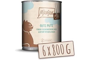 MjAMjAM - Nourriture humide de qualité supérieure pour chats - Pure Meat Pleasure - Bonne dinde pure, lot de 6 (6 x 800 g), sans céréales avec un supplément de viande