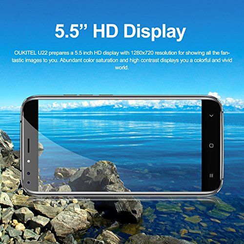 Handy ohne Vertrag, Oukitel U22 5.5 Zoll Smartphone (GroÃŸe Batterie 2700mAh, Android 7.0, 2GB +16GB Interner Speicher, 13MP + 8MP) Handy mit 2 Simkarten GPS Bluetooth WIFI-Schwarz