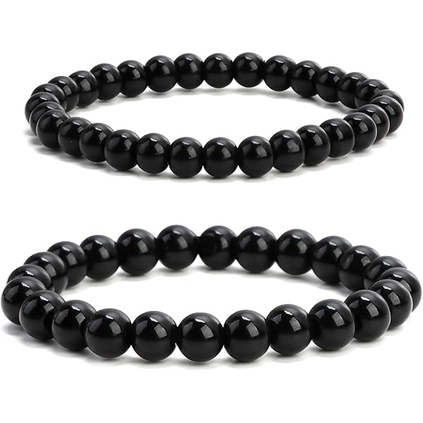 Bracciali Ossidiana Nera 4 Pezzi - Uomo/Donna, Magnetizzati, Regolabili, Anti-Gonfiore, Pietra Naturale - Foto 5