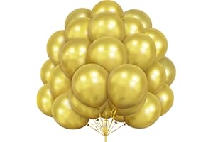 YOYOIN Globos Oro Metalizados, 30 Globos Látex de 12 Pulgadas Globos Dorados MetáLico Helio con Cinta para Hombres Mujeres Niños Fiesta de Cumpleaños Boda Decoración Baby Shower Bautizos Comunión Graduacion