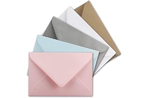 FarbenFroh by GUSTAV NEUSER 25x Umschlag-Set aus farbigen Umschlägen Pastell in DIN C8 7,6 x 5,2 cm Miniatur Kuverts mit Nassklebung in 5 Farben