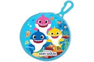 CHARACTEROUTLET Baby Shark Childrens Character Round Zipped Coin Purse with Key Clip Licensed