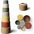 Moonkie Baby Stacking Cups Silicone, Stacking Toys 7 Piece Set, Teething Toys for Baby, Baby Bath Toys, Learning Toys for Baby, Early Development & Activity Toys, Silicone Soft Teething Toy