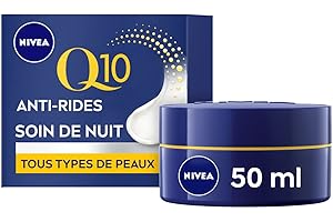 NIVEA Q10 Power Soin de Nuit Anti-Rides + Fermeté (1x50ml), crème anti-âge enrichie en Q10 & 10 X plus de créatine, crème hydratante, soin visage femme régénérant