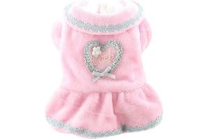 PETPHINDU Vestido De Perro Cachorro Falda De Perro Lindo Amor De Lana Vestido De Cachorro Ropa para Perros Suave Cálido Vestido para Teddy Schnauzer Poodle Pequeño Perro Gato