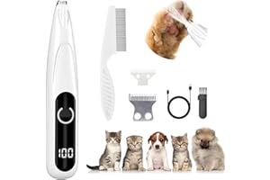 GLAUSTALOS Tondeuse à Pattes de Chien avec Lumière LED, 600 mAh Rechargeable Tondeuse Étanche pour Pattes d'animaux, Tondeuse Électrique Silencieux pour Pattes, Yeux, Oreilles, Visage, Corps