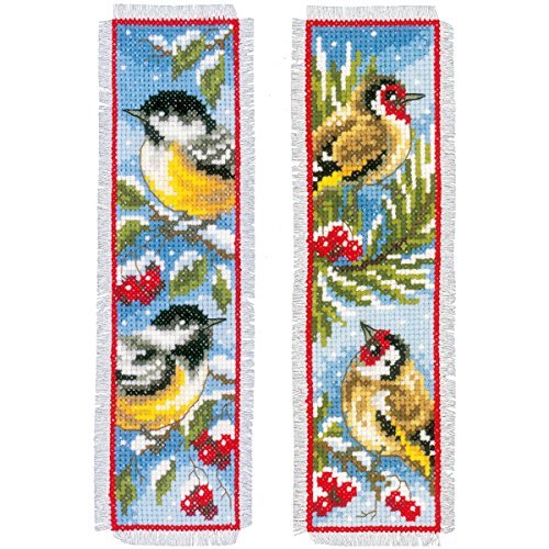Vervaco PN-0151005 Lesezeichen Vögel im Winter aida, 2-er set