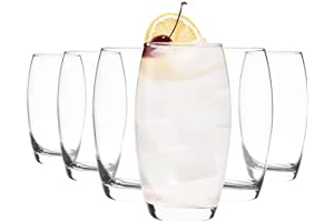LAV Empire Highball - Juego de 6 vasos transparentes de 510 ml, vasos altos de vidrio para agua, ginebra, jugo, cóctel, bebida, vasos