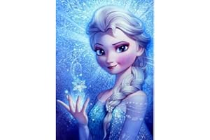 QAZWSX Kit de peinture diamant 5D pour adultes, DIY 5D rond - Idéal pour la détente et la décoration murale - Disney La Reine des neiges Elsa - 30,5 x 40,6 cm
