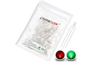 Chanzon 100 pcs 3mm Red & Green LED Diode Lights (Bicolor Common Anode Diffused Round) Lighting Bulb Lamps Electronics Components Light Emitting Diodes