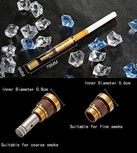 24k Gold überzogen Drache Clean-Typ Mehrfach-Filterung Zigarettenspitze Rauch-Tabak-Filter Reinigen Wiederverwendbare Tabak-Tar Ash Filterhalter Für Männer, um die 0,8mm und Ms. Verwenden 0.6mm Zigarette Base. - 2