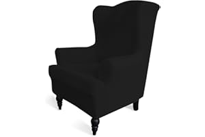 Greatime Stretch Sofabezug Sofaüberwurf Möbelschutz Sofaüberzug Couchbezug Couch Schild Sofahusse Weich mit Gummiband Schaumstreifen (Schwarz,Ohrensessel)