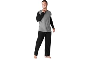 CityComfort Warme Schlafanzug Herren Lang, 2-Teiliges Pyjama Set - Geschenke für Herren Teenager