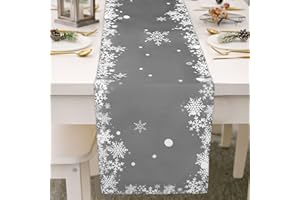 ARVOV Tischläufer Frühling, Tischläufer Herbst, Tischläufer Winterlich, Tischläufer Weihnachten Modern, Tischläufer Sommer, Tischläufer Dekor, Tischläufer Blumen, Tischläufer (Schneeflocke, 40 x 140 cm)