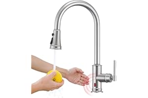 YUANNY Robinet Cuisine Sans Contact avec Douchette Extensible Rotatif à 360°, Mitigeur Cuisine Touchless Sensor 3 Modes de Pulvérisation, Robinet d'Évier monocommande en Acier Inoxydable 304
