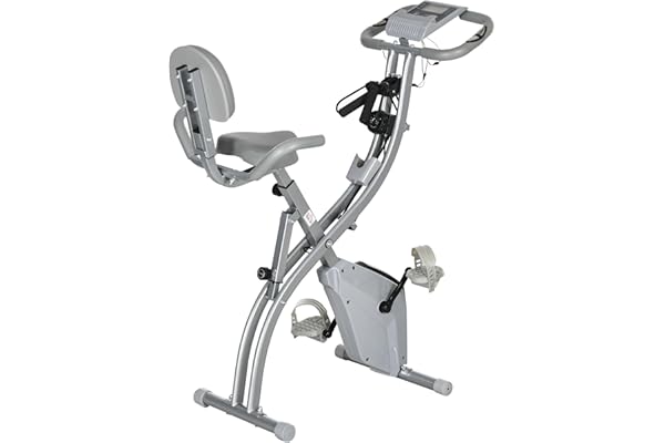 HOMCOM Vélo d'Appartement Pliable 4-en-1 - Ergomètre Magnétique Silencieux avec Cordes de Résistance - Sport Maison et Cardio-training avec Roulettes, Selle Confort et LCD (Max 120kg)