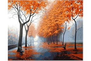 KAIETEUR Kits de pintura por números para adultos, kit de pintura por números para niños o principiantes con pinceles de pintura acrílica pintura de dibujo de pigmentos de 40 x 50 cm sin marco (paisaje)