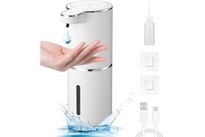 Zawaer Automatico Dispensador Jabon Baño, 380 ml Dispensador de jabón automático para Pared, Carga USB con Sensor Dispensador Jabon Cocina, Apto para Cocina, Baño, Hotel