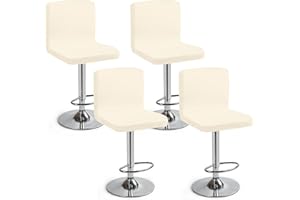 Eozakavod Coprisedie da Bar con Schienale Set di 4 Facile da Pulire Fodere per Sedia Elastiche per Rinnovare e Proteggere Sedie da Cucina, Bar, Giardino‌ (Crema, Set di 4)