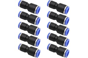 JPGHAHA Pneumatic Quick Fittings 8mm to 6mm OD Plastic Push Fit Fittings Sealing Push in Straight Reducing Connector Straight Pipe Connectors Tubes 10PCS