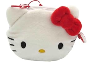 CYPBRANDS CyP Brands Hello Kitty, Sanrio, Portafoglio, Borsa, Figura 3D, Viso Kuromi, Peluche Colore Nero, Prodotto Ufficiale, bianco, Sanrio Hello Kitty Portafoglio Hello Kitty