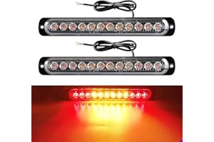 yifengshun 12-24V 12 LED Emergency Strobe Lights Warning lights Bar- Waterproof Flashing Mode Recovery Breakdown Beacon Light -Surface Mount for Construction Vehicle -2pcs(red&amber&red)
