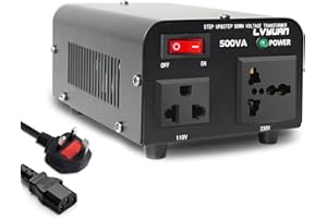 Yinleader 500VA 220V - 110V Step Up & Step Down 240V to 120V Voltage Transformer Converter UK to US 110V & 220V outlets