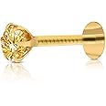 GEHLOT ; OneStep Towards Online 12karat Yellow Gold Nose Pin Stud | Round Teeth Design Diamond Piercing Nose Stud | For Women and Girls - Yellow