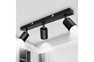 TaFiCo Plafoniere LED Soffitto a 3 Luci, Plafoniera Nera GU10, Faretti LED da Soffitto Orientabile Spot da Parete Interno per Cucina Soggiorno Camera da Letto Corridoio