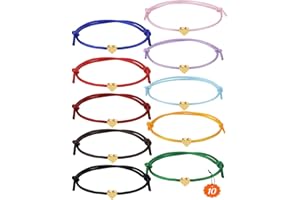 QZOSZ Braccialetti Amicizia Cuore 10 pezzi, Braccialetti dell Amicizia Cuore Regalo Compleanno per Bambina Donna, Regolabili Bracciale Amicizia Bambini Regali per Migliori Amici Ragazze