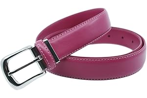YEHMAN Ceinture classique 3 cm en croûte de cuir de vachette ajustable boucle argenté à ardillon 120 cm