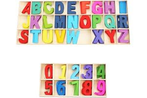 DILIREBA 180 pezzi numero alfabeto per bambini, Lettere e Numeri in Legno, Alfabeto Numeri in Legno, Lettere Maiuscole in Legno, Alfabeto Lettere Naturale Legno per Artigianato, DIY, Decorazioni