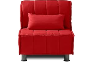 EVERGREENWEB MATERASSI & BEDS EVERGREENWEB - Divano letto Materasso singolo 80x190 in Waterfoam Ortopedico Prontoletto con Rivestimento sfoderabile e lavabile Cuscini supersoft abbinati color Rosso - Evening