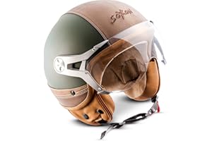 ‎SOXON Soxon SP-325-Urban Motorcycle Helmet Retro Vintage Cruiser Jet Helmet Vespa Helmet Bobber Biker Blue XL (61-62 cm), Green, M (57-58cm)