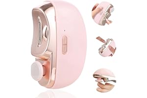 GUIRFLY1N1 Electric Nail Clippers, 2 in 1 Electric Nail Clipper and Nail Cutter with LED Light, Rechargeable & 2 Speeds, Electric Nail File for Babies, Kids, Adults and Seniors (Pink)
