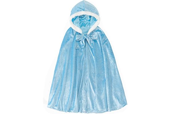 Cape longue à capuche en velours pour fille Déguisement Princesse Elsa pour Halloween, fête, cosplay Tenue d'hiver