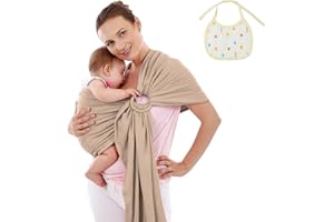 Aolso Porte porte bebe naissance certifiée, Echarpe de Portage Bebe, Echarpes de Portage réglable pour les Tailles, Porte-bébé confortable pour votre bébé, Matériau polyester(Marron Clair)
