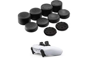 Comioke Thumbstick Kappen, Daumengriff-Set, 10 Stück Joystick Kappen, Thumb Grips, Silikon Thumb Grip, Controller Stick Aufsätze, Thumbstick Caps Kompatibel mit PS4 (Schwarz)
