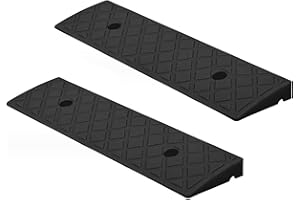 BAYLI 2er Set - Auffahrrampe 49x13x3 cm | Bordsteinrampe | Auffahrkeil | Rollstuhlrampe | Schwellenrampe für Motorrad, Auto, Rollstuhl, Anhänger, Schubkarre | Auffahrhilfe - Plastikrampe | Türschwellenrampe