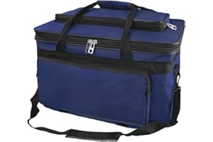 IPENNY Large Art Storage Bag Waterproof Premium Heavy Duty Spacious Carry Tote Bag Drawing Tool Organizer with Handle Shoulder Strap for Palette Paints Brushes Pencil Sketchbook (Navy Blue)