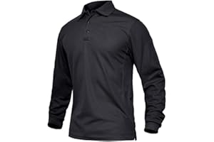 EKLENTSON Men's Polo Shirts Long Sleeve Lightweight Golf Top Quick Dry Breathable Military Tactical Work Shirts Outdoor Performance Polo