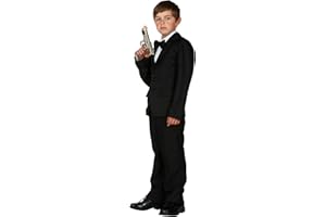 FDC James Bond Secret Agent 007 Men In Black Billy Gangster Style Boys Fancy Dress Costume